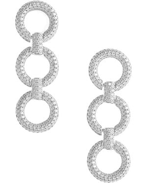 Self-Portrait Embellished Link Three Tiered Earrings - White