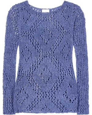 The Elder Statesman Cashmere And Linen-Blend T-Shirt - Blue