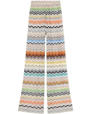 Missoni Striped Crochet-Knit Wide-Leg Pants - White
