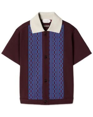 Versace Baby Embroidered-Logo Jacquard Milano-Stitch Shirt - Purple