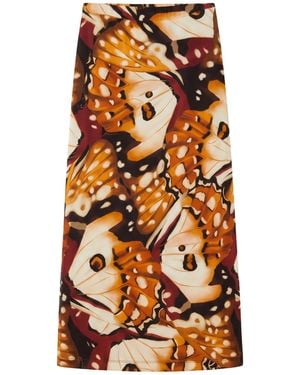 FARM Rio Butterfly Print Midi Skirt - Orange