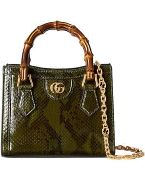 Gucci Diana Python Small Tote Bag - Green