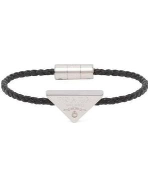 Prada Braided Nappa Leather Bracelet - White