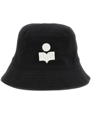 Isabel Marant Logo Embroidered Narrow Brim Bucket Hat - Black