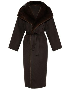 Yves Salomon Double-Faced Wool Coat: Cashmere And Mink Fur - Black