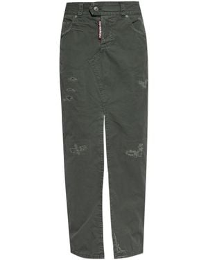 DSquared² Slit-Detailed Distressed Maxi Skirt - Green