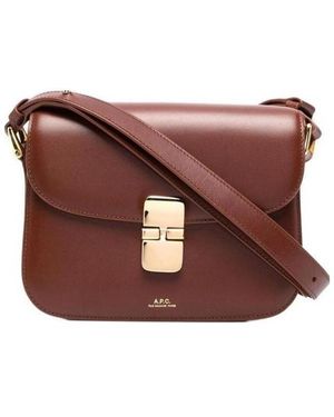 A.P.C. Grace Logo Printed Small Shoulder Bag - Brown