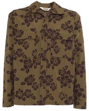 Aspesi Jarvis Shirt With Khaki Flowers - Green