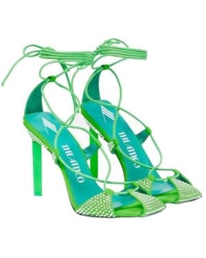The Attico Adele Lace-Up Crystal-Embellished Sandals - Green