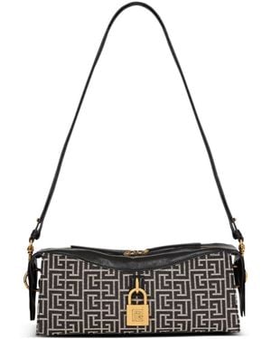 Balmain Monogram Jacquard Pulse Shoulder Bag - Black