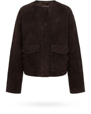 St. Agni Suede Utility Cocoon Bomber Jacket - Black