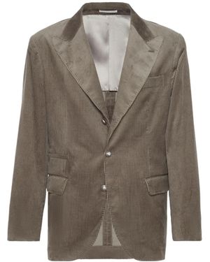 Brunello Cucinelli Single-Breasted Corduroy Tailored Blazer - Green