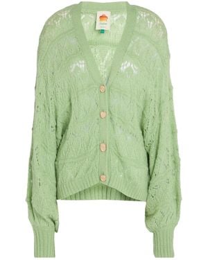 FARM Rio Solid Color Knit Cardigan - Green