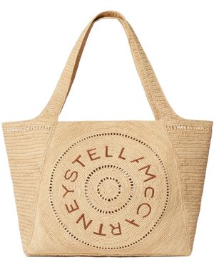 Stella McCartney Logo Embroidered Top Handle Bag - Natural