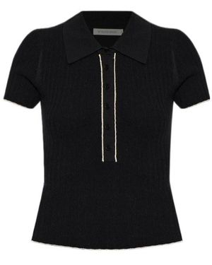 By Malene Birger Benita Ribbed-Knit Polo Shirt - Black
