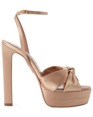 Aquazzura Knotted Satin Platform Sandals - White