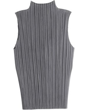 Pleats Please Issey Miyake Pleats Please Issey Miyake High-Neck Sleeveless Top - Grey