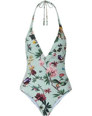 La DoubleJ Floral-Print Swimsuit - White