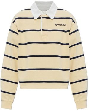 Sporty & Rich Collared Long-Sleeve Polo Shirt - Natural