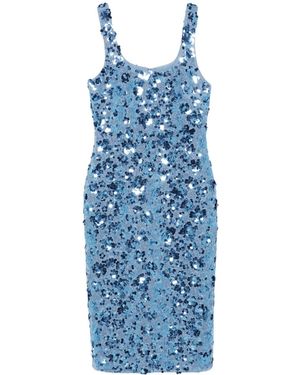 Michael Kors Michael Floral Embellished Scuba Midi Dress - Blue