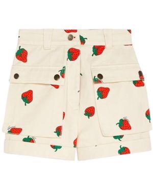 Gucci Strawberry Printed Shorts - White