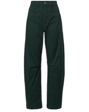Veronica Beard Sloan Cotton Twill Barrel-Leg Pants - Green