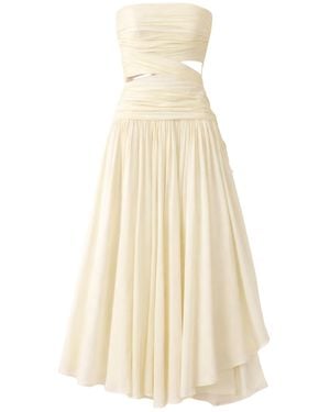Self-Portrait Off-The-Shoulder Midi Dress With Scarf And Cutouts - White