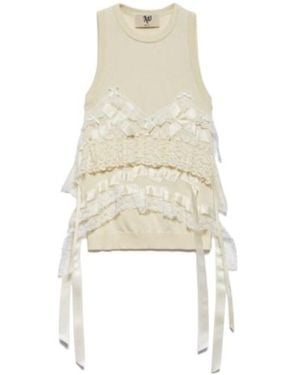 Aniye By Angie Lace Trim Sleeveless Top - White