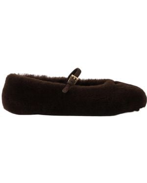 Prada Shearling Ballerinas - Black