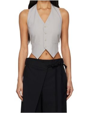 MM6 by Maison Margiela Wool Blend V-Neck Vest - Black