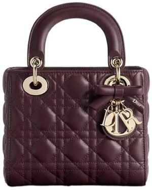 Dior Mini Lady Bag With Chain - Purple