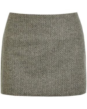 Reformation Carla Herringbone Tweed Mini Skirt - Gray
