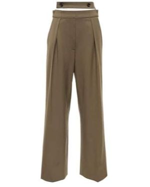 Proenza Schouler Cutout High-Rise Wool-Blend Trousers - Natural