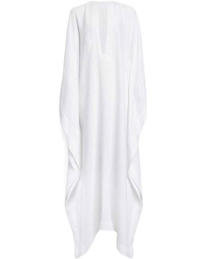 Alaïa Alaïa Loose Fit V-Neck Kaftan Dress - White