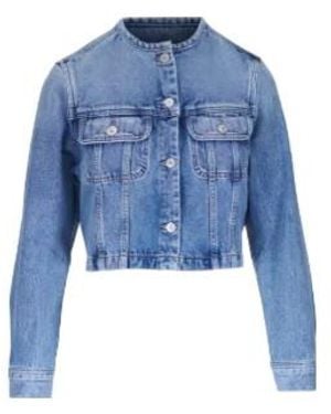 Citizens of Humanity Buttoned Cropped Jacket - Blue