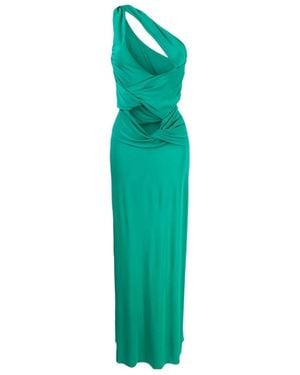 Alberta Ferretti Draped One-Shoulder Cut-Out Dress - Green
