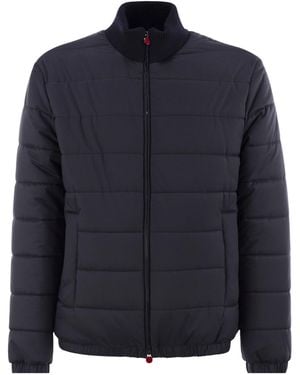 Kiton Zip-Up Padded Bomber Jacket - Blue