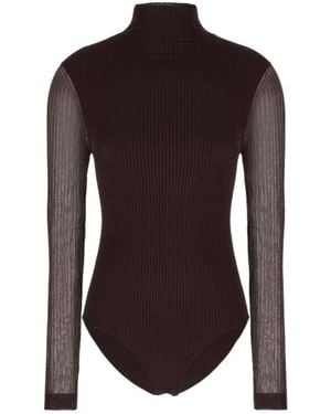 Fendi Ribbed Bodysuit - Brown