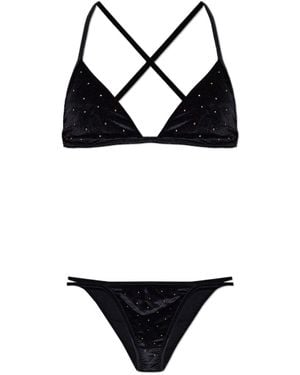 Balmain Stud-Embellished Velvet Bikini - Black