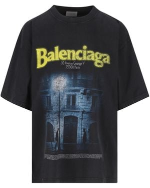 Balenciaga Graphic Printed Oversized T-Shirt - Black