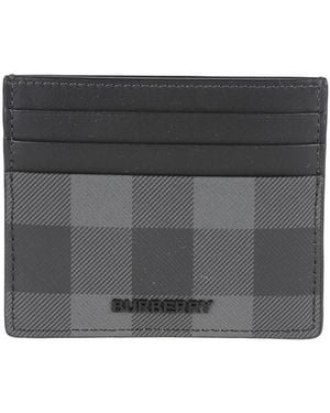 Burberry Checkered Card Holder - Gray