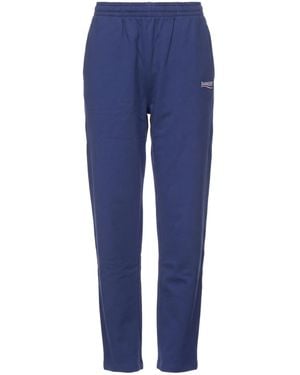 Balenciaga Elastic Waist Straight Leg Embroidered Sweatpants - Blue