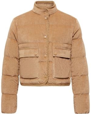 Moncler Essarts Braided Trim Corduroy Short Down Jacket - Natural
