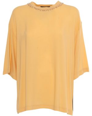Fabiana Filippi Beaded Neck Boxy T-Shirt - Natural