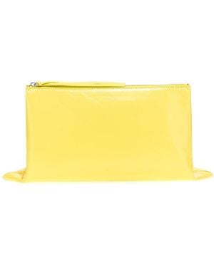 Jil Sander Logo Detailed Zip-Up Clutch Bag - Yellow