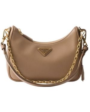 Prada Re-Edition Mini Saffiano Leather Bag - Natural