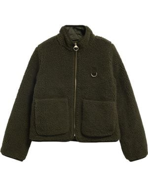 Barbour Zipup Highneck Teddy Fleece Jacket - Green