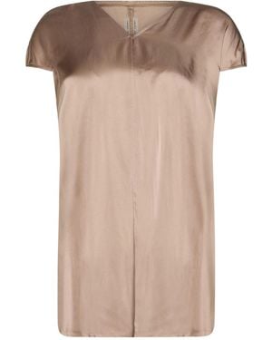 Rick Owens Solid-Colored Satin Short-Sleeve Top - Natural