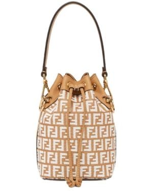 Fendi Mon Tresor Drawstring Bucket Bag - White