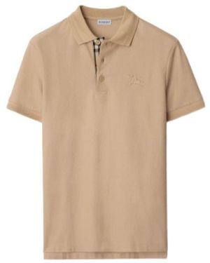 Burberry Check-Trim Logo Polo Shirt - Natural